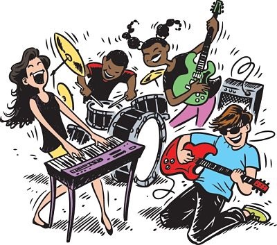 Kids playing in rock band