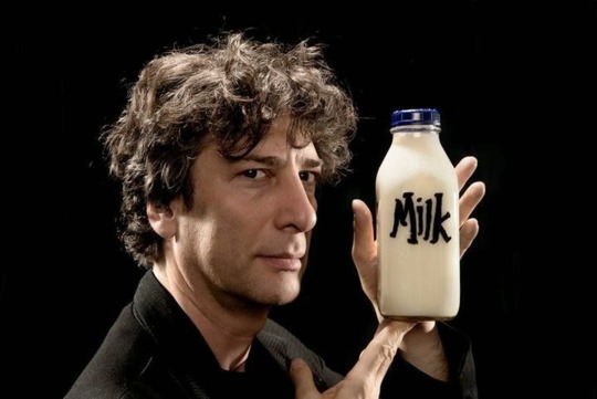 Author Neil Gaiman with … the Milk!!!  (photograph from Google)