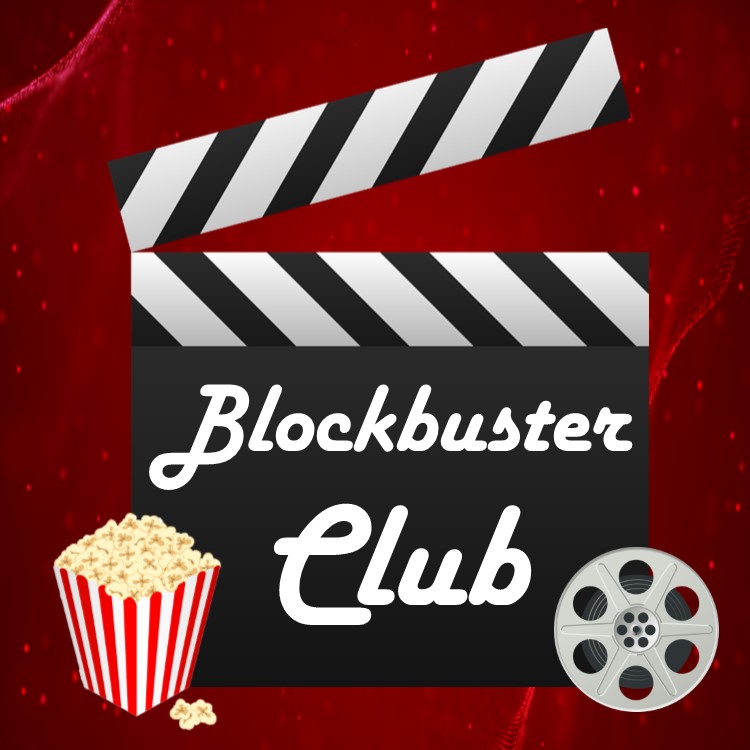 Film board, popcorn and film reel, Blockbuster Club