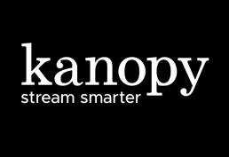 Kanopy logo, text reads: stream smarter