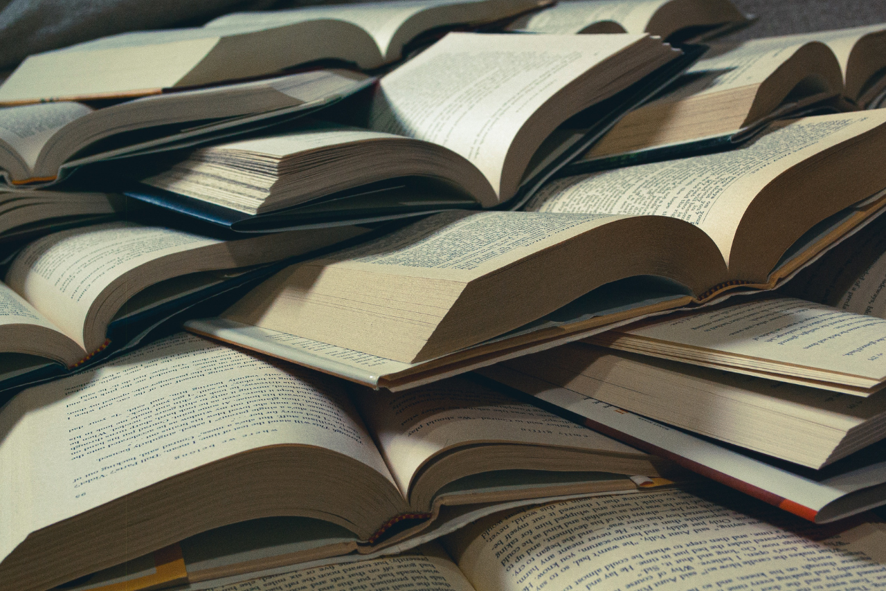 Books lay on table