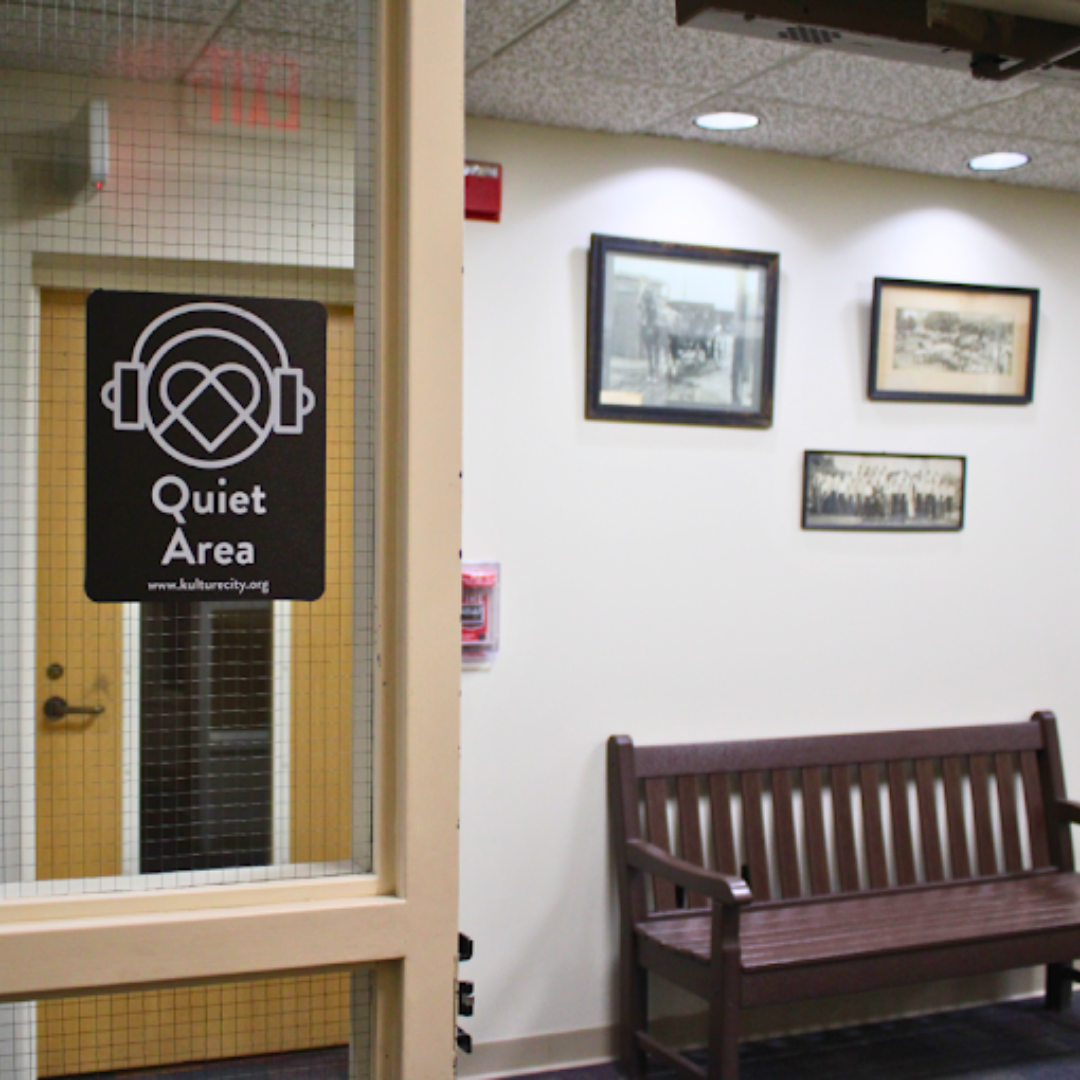 Hallway with a sign that read 'Quiet Zone'