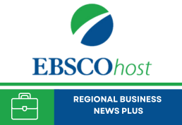 EBSCOhost logo with text that reads Regional Business News Plus