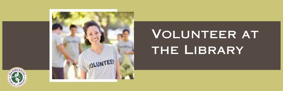 Volunteer at the Library, woman in volunteer t-shirt