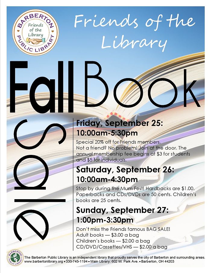 friends of the library book sale flyer